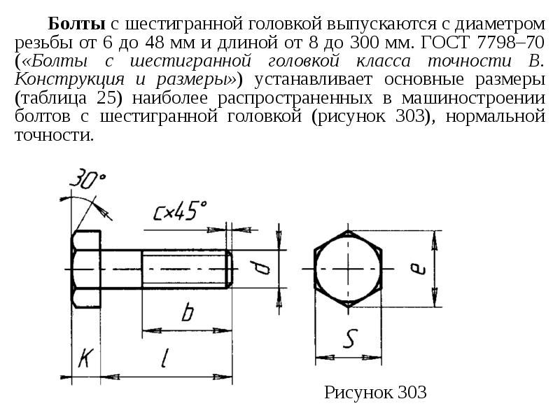 Болт с шестигранной  головкой.